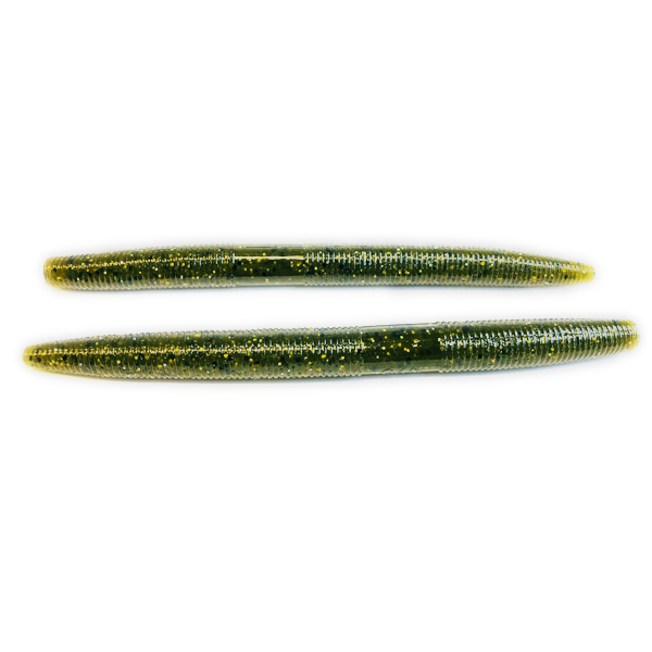5" Stick Senko Style Green Pumpkin Magic 50 count Bag Bass Worms 